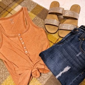 Real Soft Orange Henley Tank